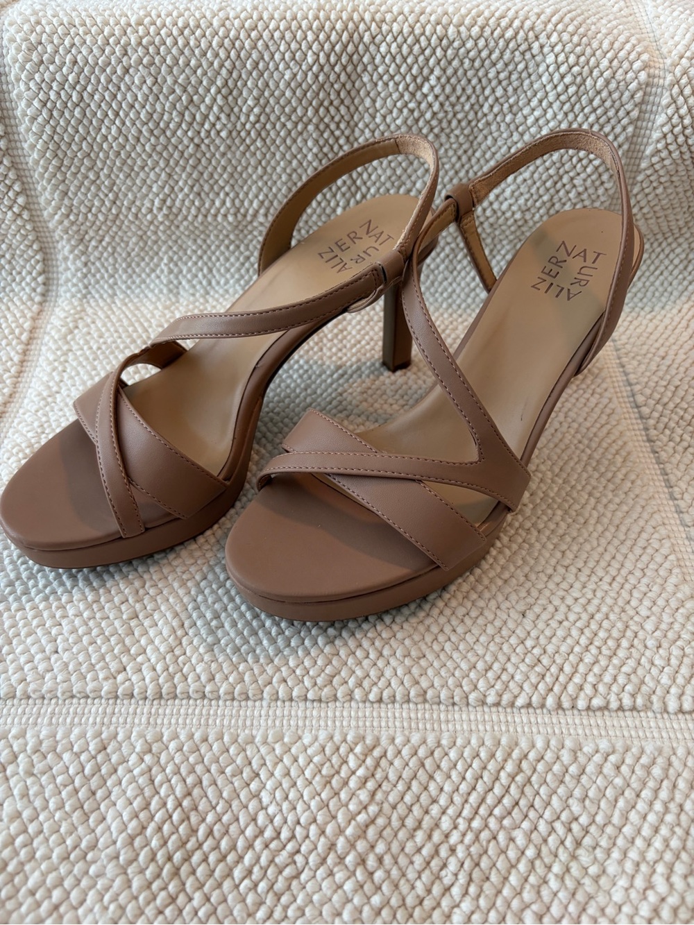 Naturalizer Abby Taupe Strappy Slingback Heels